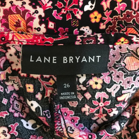 Lane Bryant Plus 26 / 3X Black Pink Boho Floral Maxi Dress Balloon Sleeves - Picture 7 of 10
